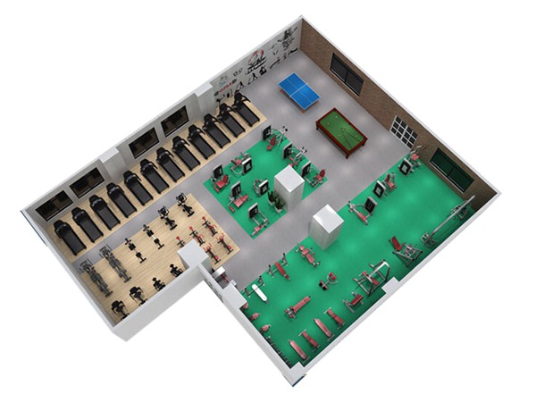1000平方健身房配置方案-广西壹号娱乐体育健身器材有限公司