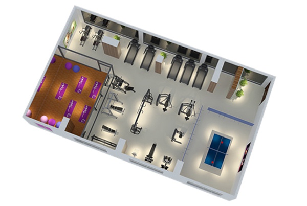 120平方健身房配置方案-广西壹号娱乐体育健身器材有限公司