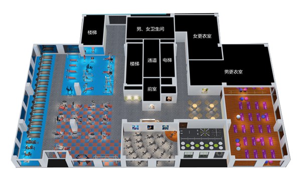 1500平方健身房配置方案-广西壹号娱乐体育健身器材有限公司